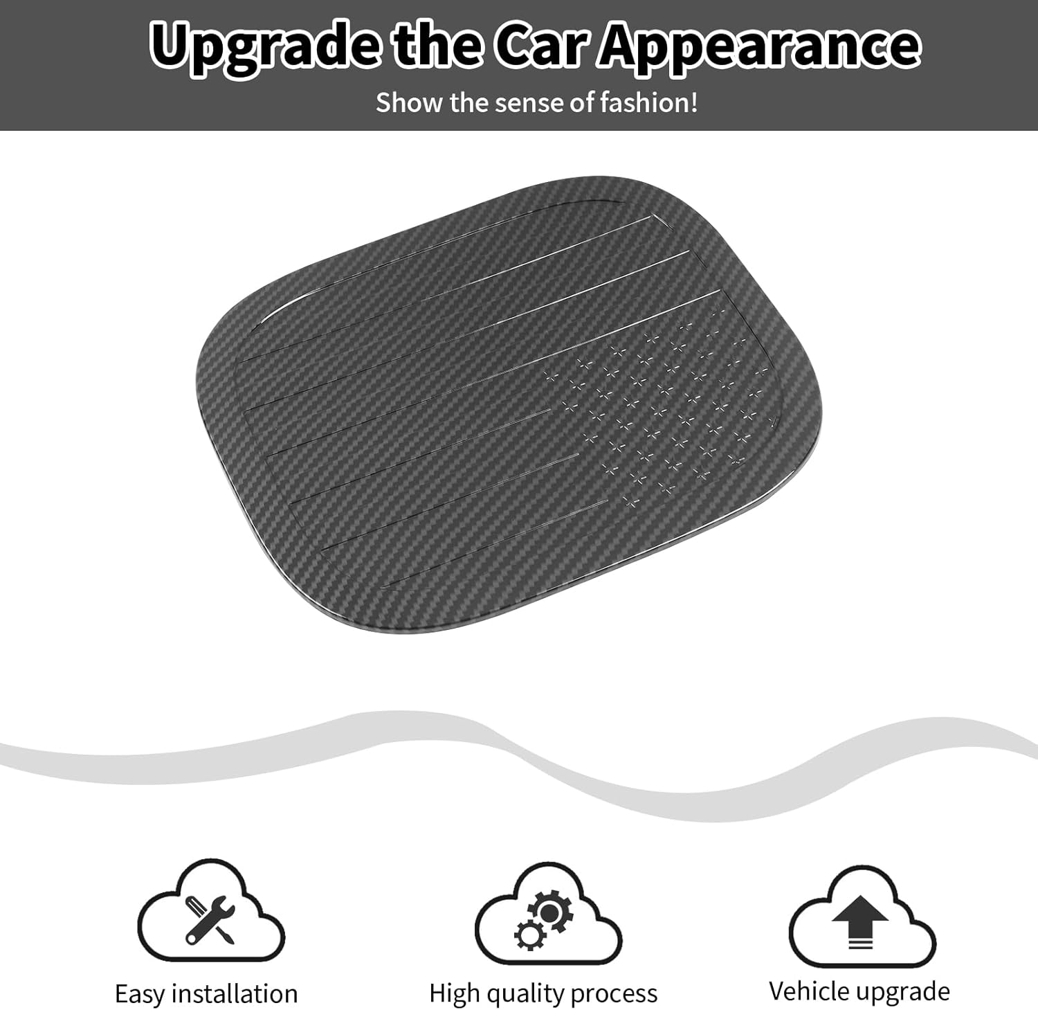 Black Fuel Filler Door Gas Tank Cap Cover Compatible with Ford Expedition 2022-2024 Exterior Accessory ABS