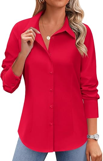 Zeagoo Button Down Shirts for Women Wrinkle Free Long Sleeve Work Tops