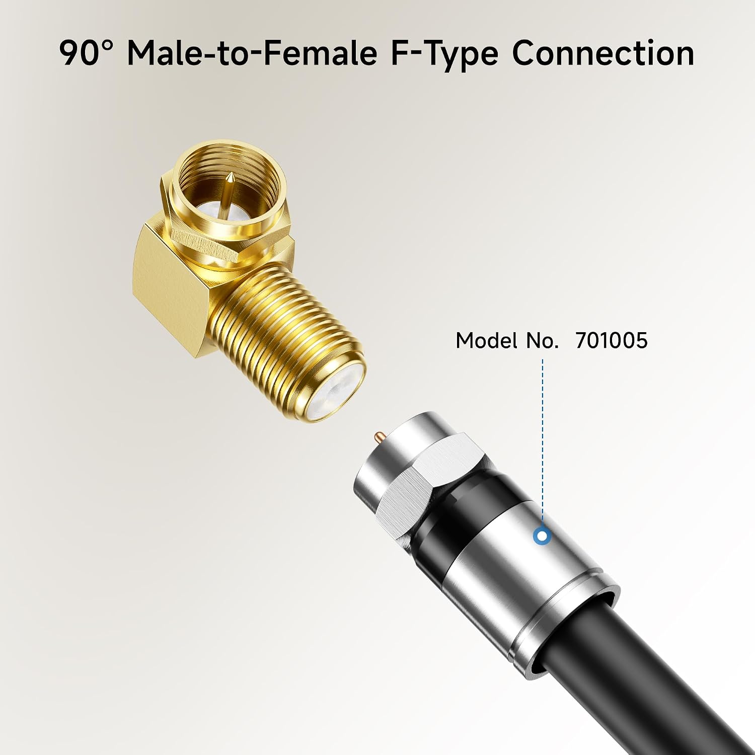 Cable Matters 3-Pack Gold-Plated F-Type Right Angle RG6 Coaxial Adapter (90 Degree Coaxial Connector, Male to Female Coax Cable Connector)