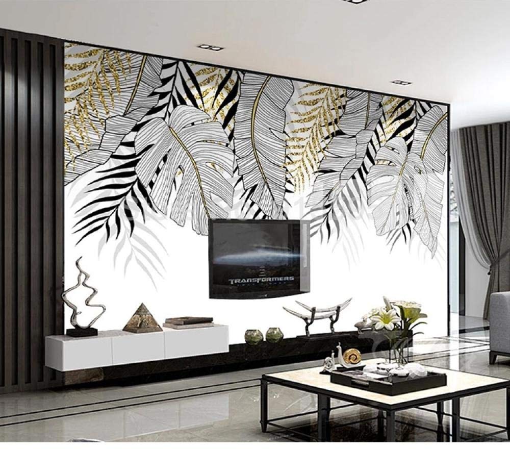 Papier peint relief 3D motif feuille moderne pour grand mur de chambre