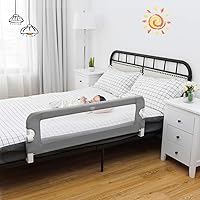 Vista 8 de BABY JOY Rieles de cama para niños pequeños, extra largos, protector de cama de seguridad abatible para cuna convertible, barandilla plegable
