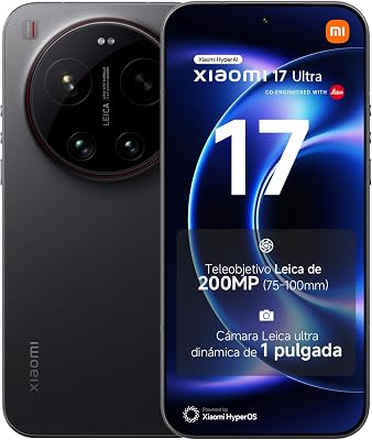 XIAOMI 17 Ultra Smartphone de 16+512GB Negro Teleobjetivo Leica de 200 MP | Teleobjetivo Leica 200MP 75–100 mm, Snapdragon...