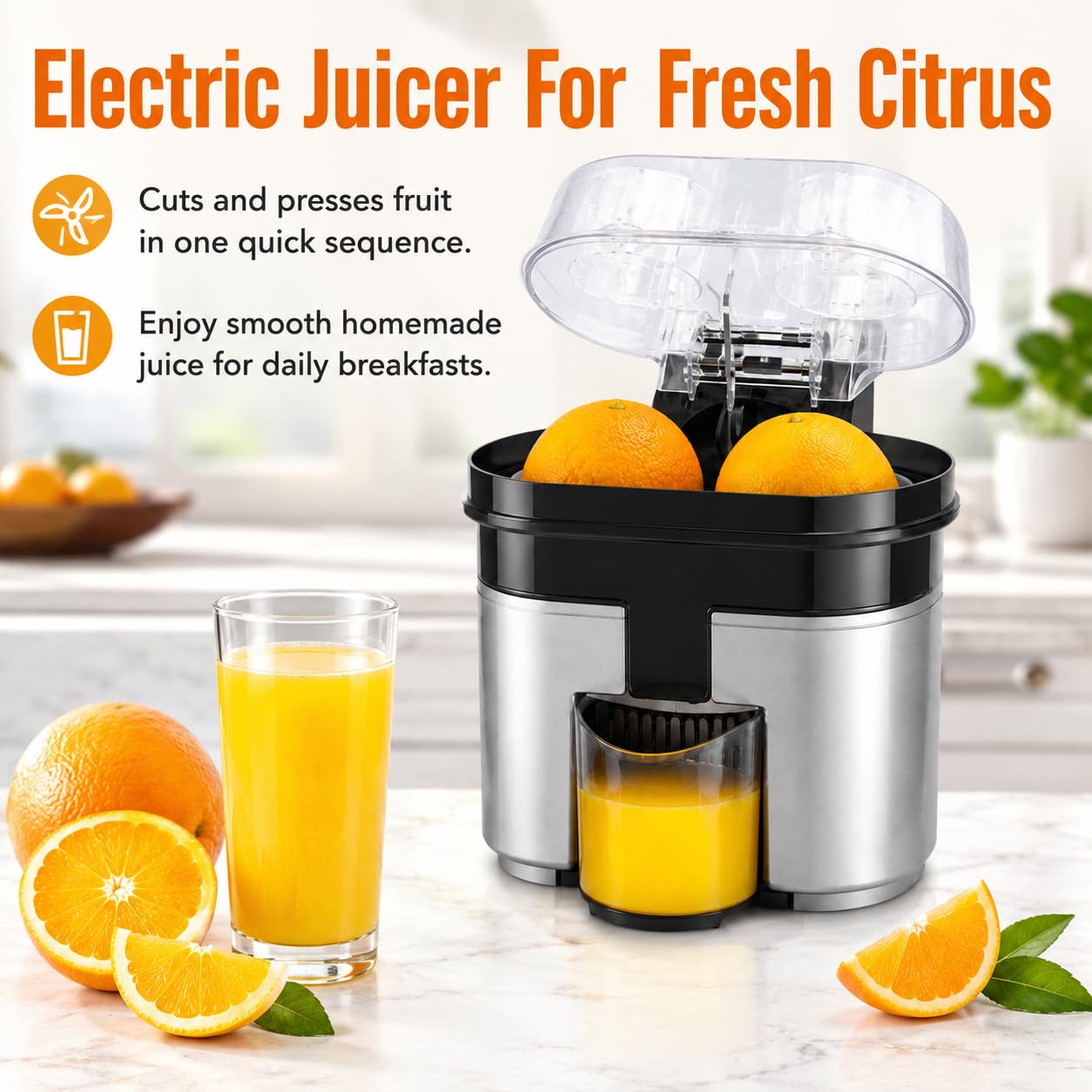 Spremiagrumi Elettrico, Capacità 401-600ml, Pressatura suDue Lati Integrato