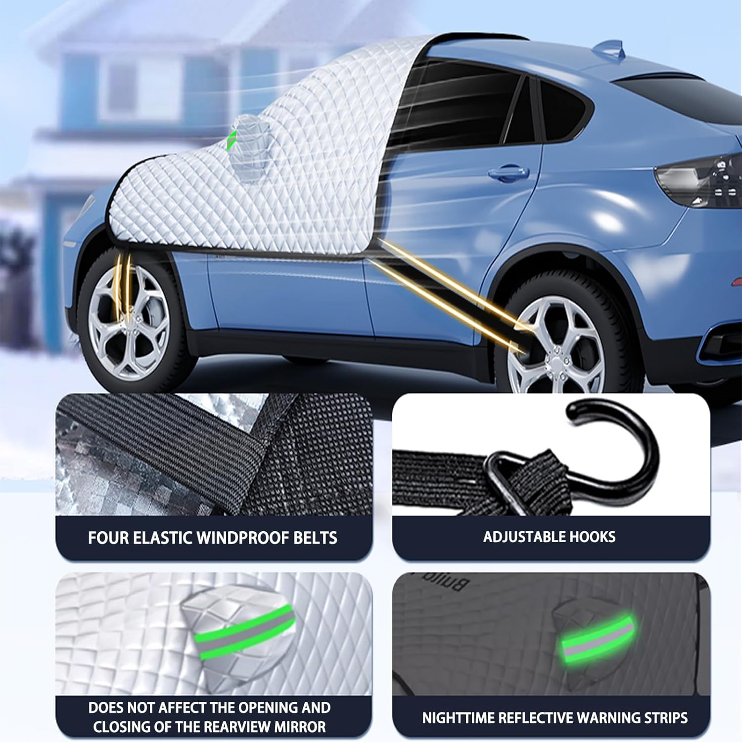 Automotive Windshield Snow Covers for Mazda Mazda6 6 Sport Hatchback 2002-2007, Anti-Freezing and Frostproof Rainproof Essential Car Top Half Cover