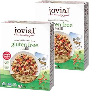 Jovial Whole Grain Brown Rice Fusilli Pasta - Pasta Fusilli, Fusilli Pasta, Whole Grain Pasta, Organic Pasta, Gluten Free, Dairy Free, Brown Rice Pasta, Made in Italy - 12 Oz, 2 Pack