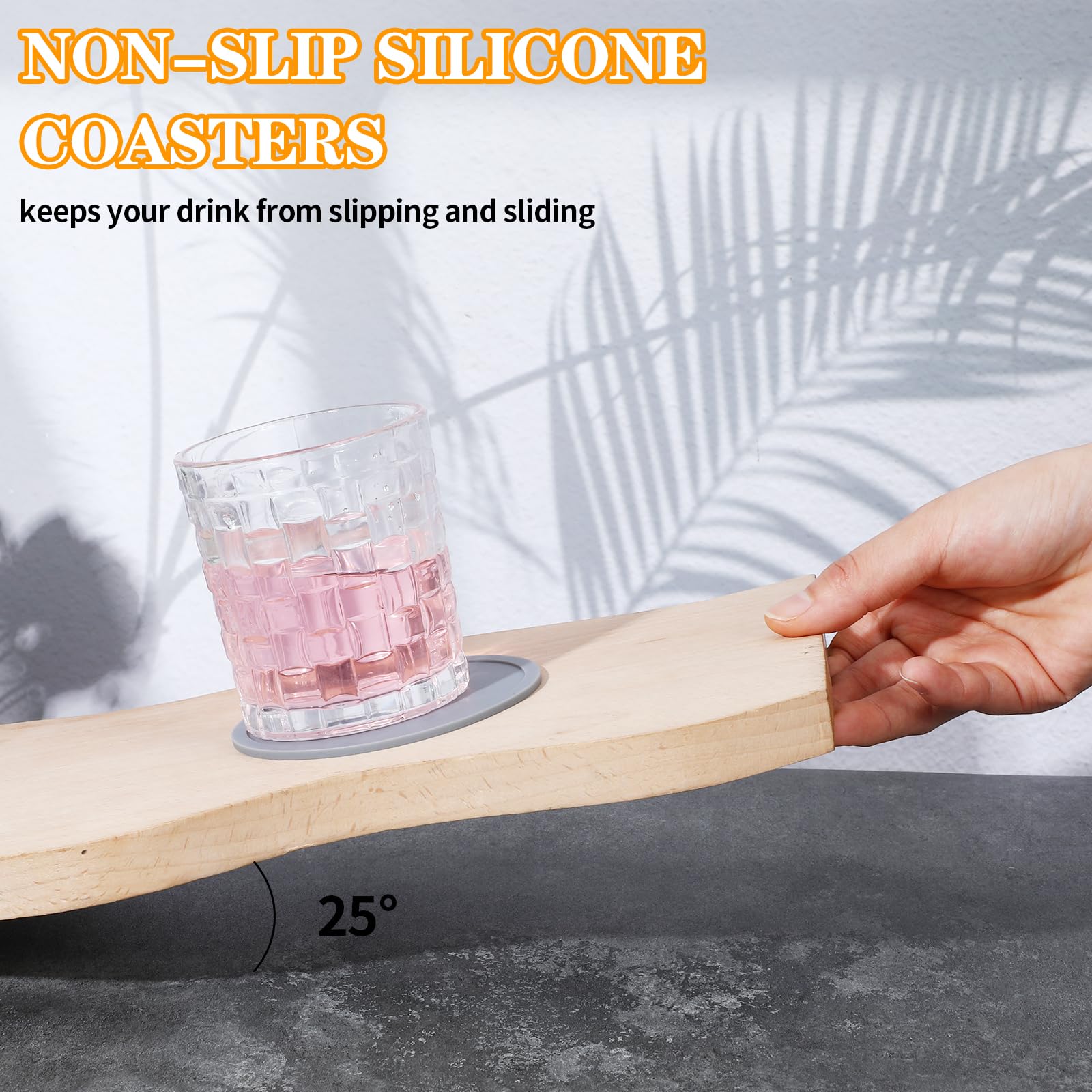 Brillirare siliconen onderzetters 6-pack met houder, set drinkonderzetters voor warm & koud op bar, bureau, tafelbladbescherming, ronde bekermat antislip voor alle bekers, verdikte antiaanbaklaag