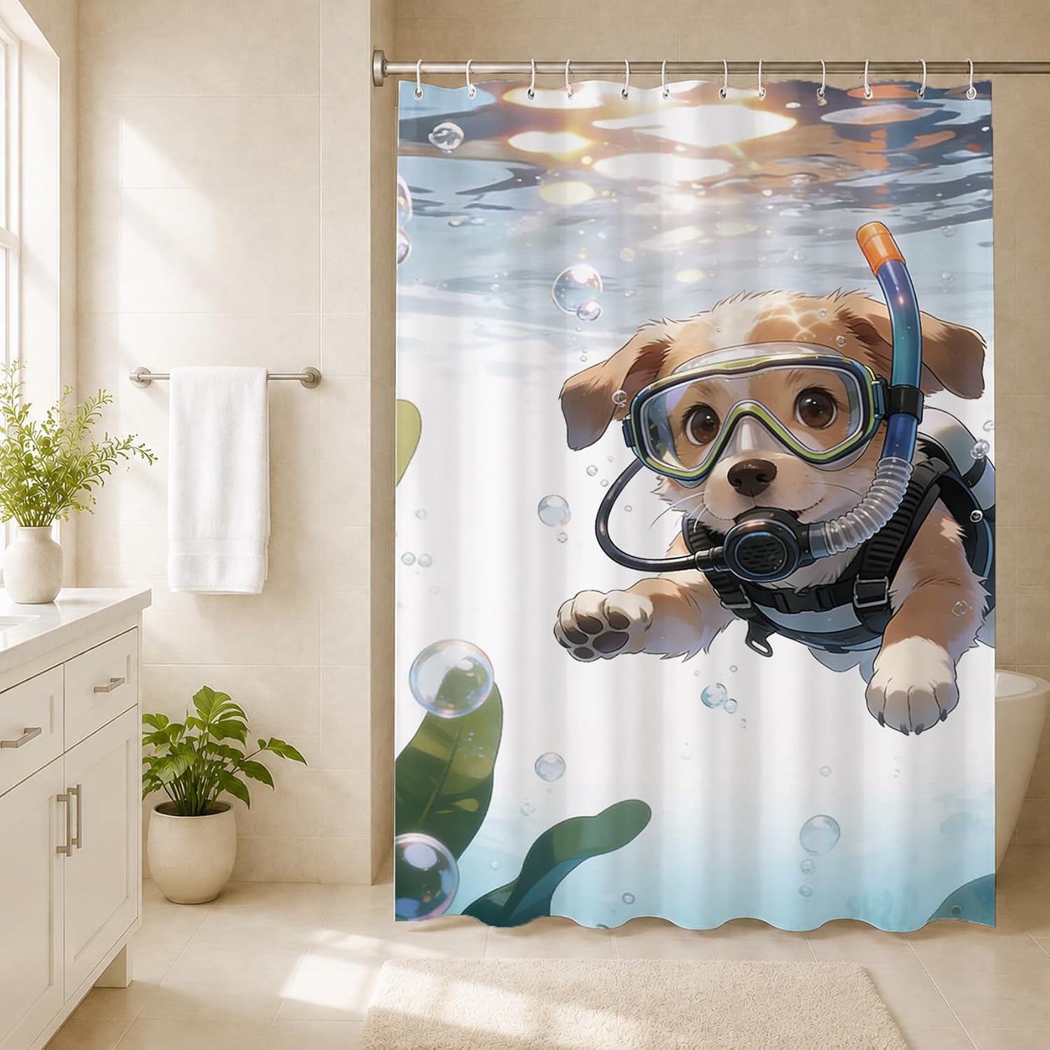 Shower Curtain Funny Cute Cats Shower Curtains with Grommets Premium Polyester Fabric Waterproof Curtain Machine Washable Curtains for Bathroom Bathtub One Piece Long Home Decor Bathroom 71×71 Inch