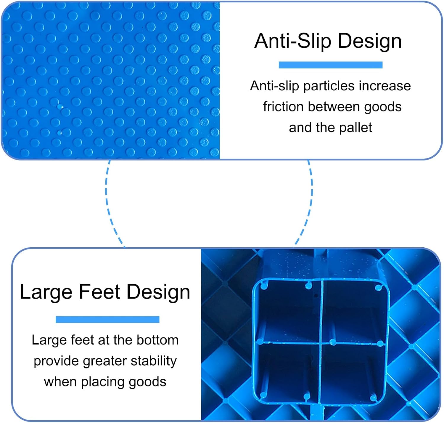 Non-Slip Plastic Pallet, Raised Floor Riser Platform for Warehouse, Easy Stack Outdoor Floor Plates, 80x80cm (31.5x31.5in) - Ideal for Garages & Closets (Black)