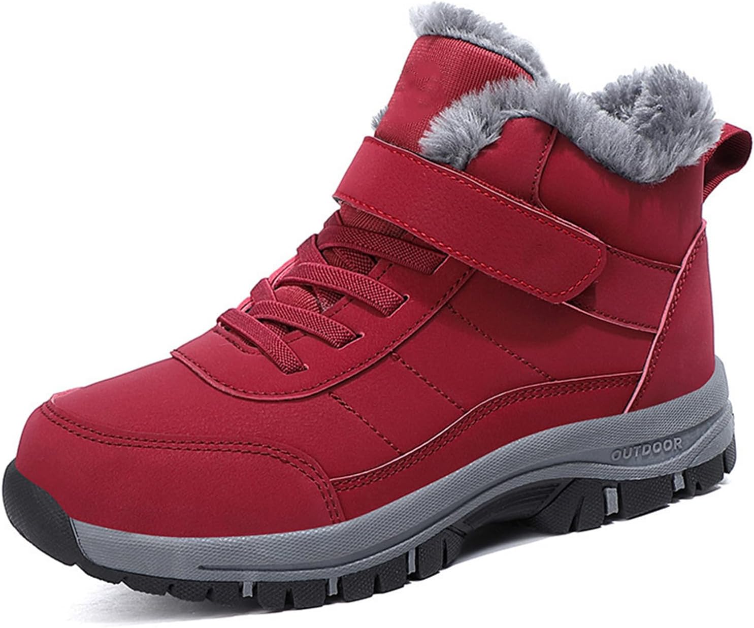 Women's Waterproof Warm Hook and Loop Platform Snow Boots Comfort Fur Lined Orthopedic Lightweight Non Slip Booties for Winter Ski Outdoor Hiking