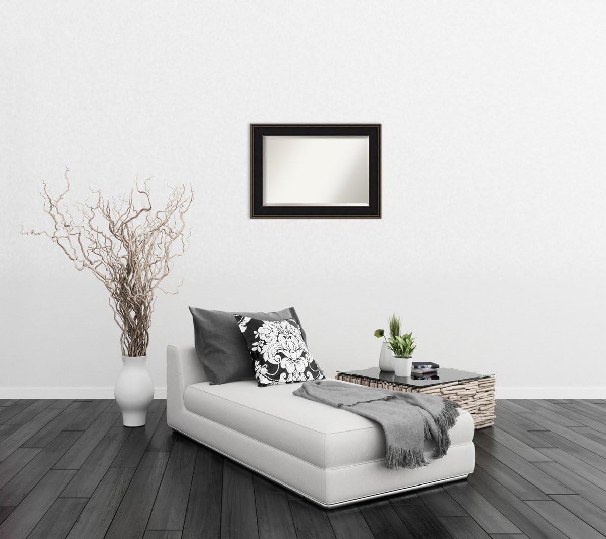 Amanti Art Brown Wall Mirror 32x44 Mezzanine Espresso Rectangle Bathroom Mirror for Wall Decor Living Room, Large Casual Wood Frame, Hangs Horizonally and Vertically, Bathroom Decor, Beveled Edge