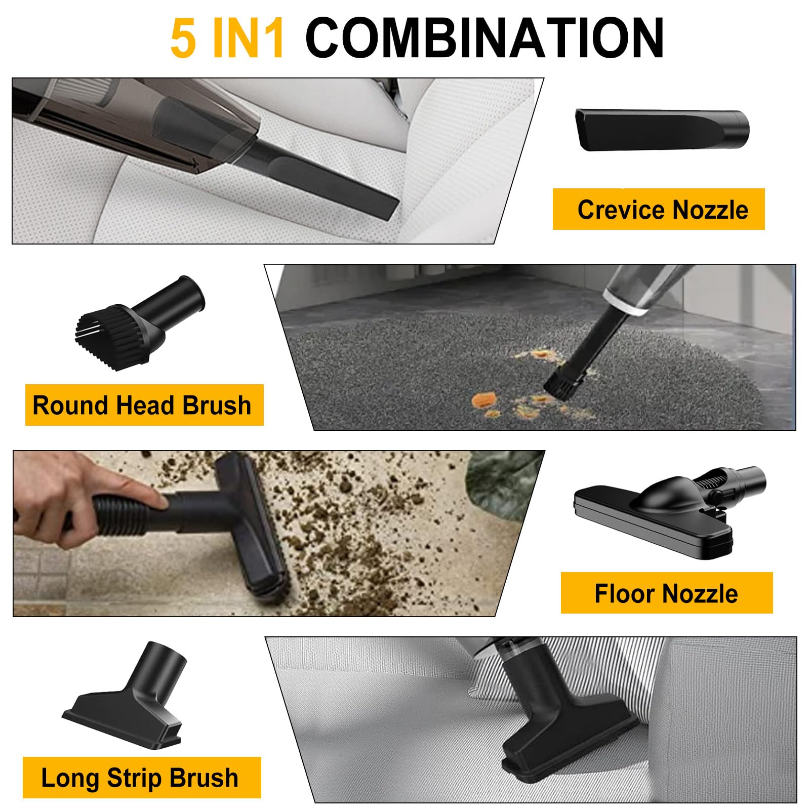 Aspiradora con batería compatible con Dewalt 18 V 20 V, 22000 Pa, aspiradora de mano portátil con 4 boquillas y depósito de polvo de 600 ml, aspiradora para pelo de animales, alfombras, suelos duros