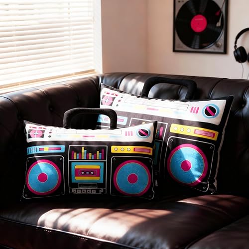 Miniatura 8 de 2 fundas de almohada de casete de audio retro, reproductor de discos de música, 20 x 30 pulgadas, bajo ruido, cinta de plástico de los años 80