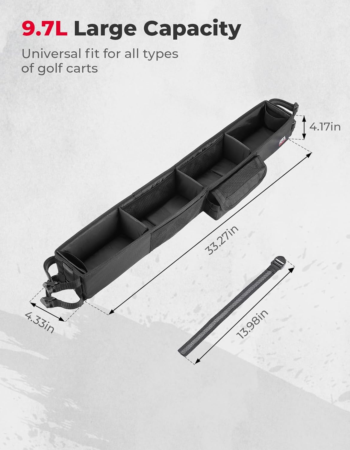 KEMIMOTO Upgraded Golf Cart Front Storage Basket No Drilling Golf Cart Storage Tray Compatible with EZGO Drive Club Car Kandi Electric Golf Carts, 1680D Golf Cart Caddy Organizer, Black