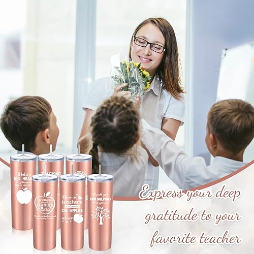 Miniatura 2 de Gerrii 6 piezas de regalos de agradecimiento para profesores para mujeres, vaso de acero inoxidable de 20 onzas, regalos de agradecimiento, taza
