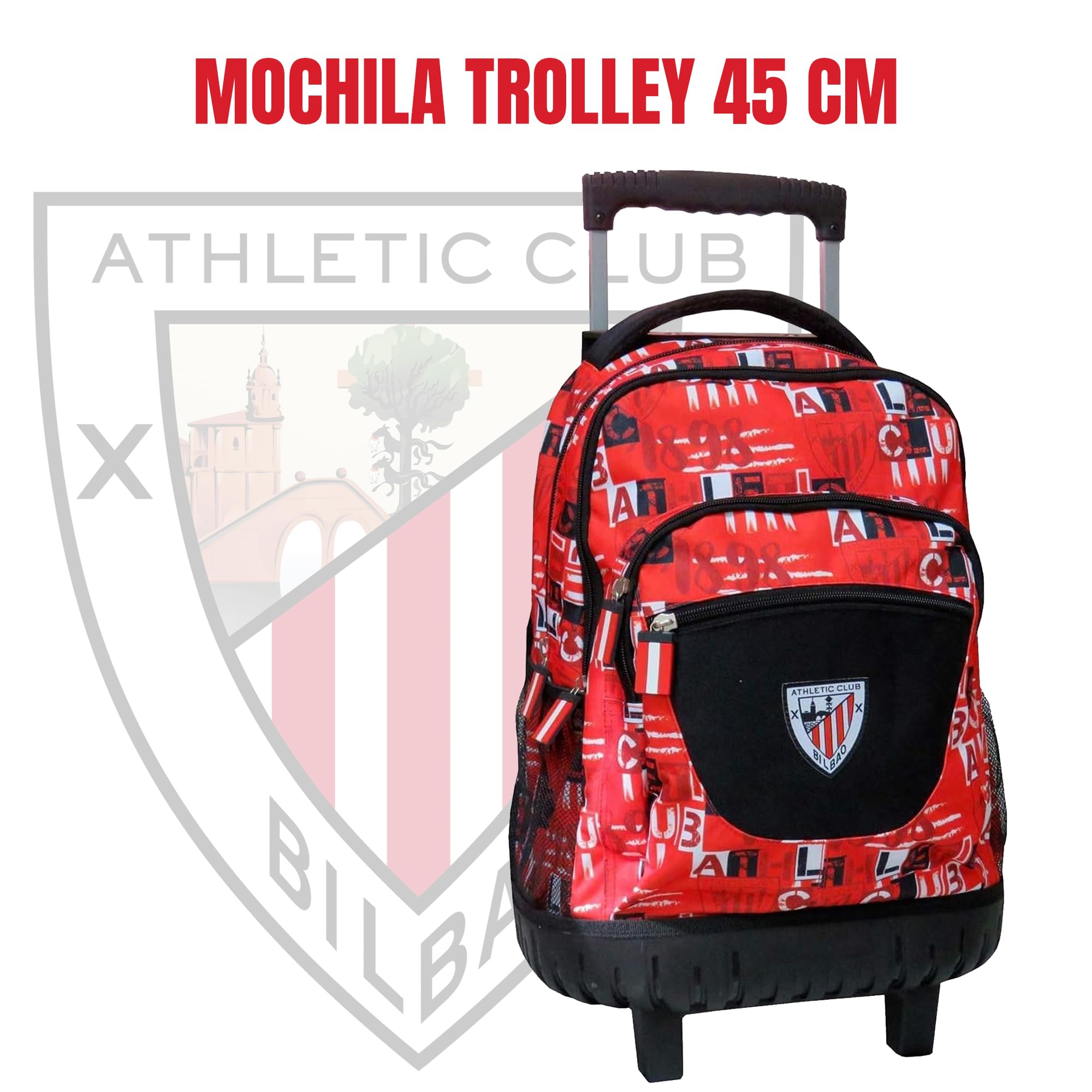 CYPBRANDS Athletic Club de Bilbao, Mochila Trolley, Color Rojo y Negro