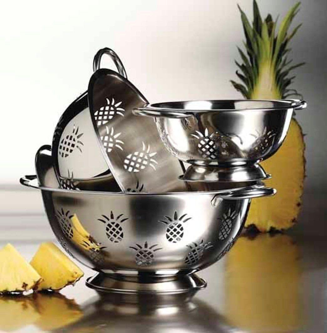 3 Pcs Stainless Steel Colander Strainer Set with Pineapple Design