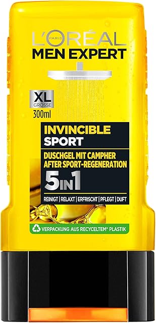 L'Oréal Paris Men Expert 5 w 1 żel pod prysznic dla mężczyzn, do oczyszczania ciała, włosów i twarzy, Invincible Sport Campher, 1 x 300 ml