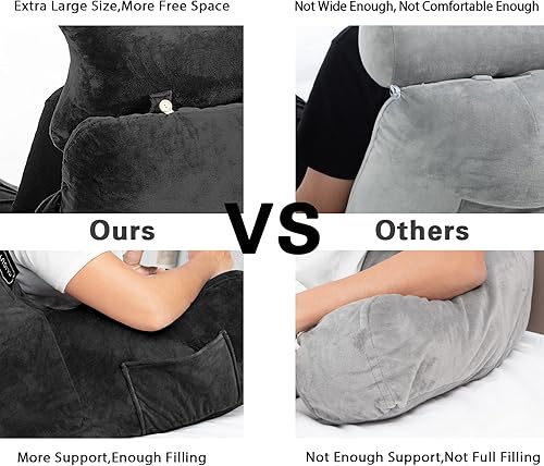 Miniatura 5 de Almohada de lectura con rollo de cuello desmontable y brazo de apoyo superior para sentarse en la cama, sofá o suelo, almohada de lectura para