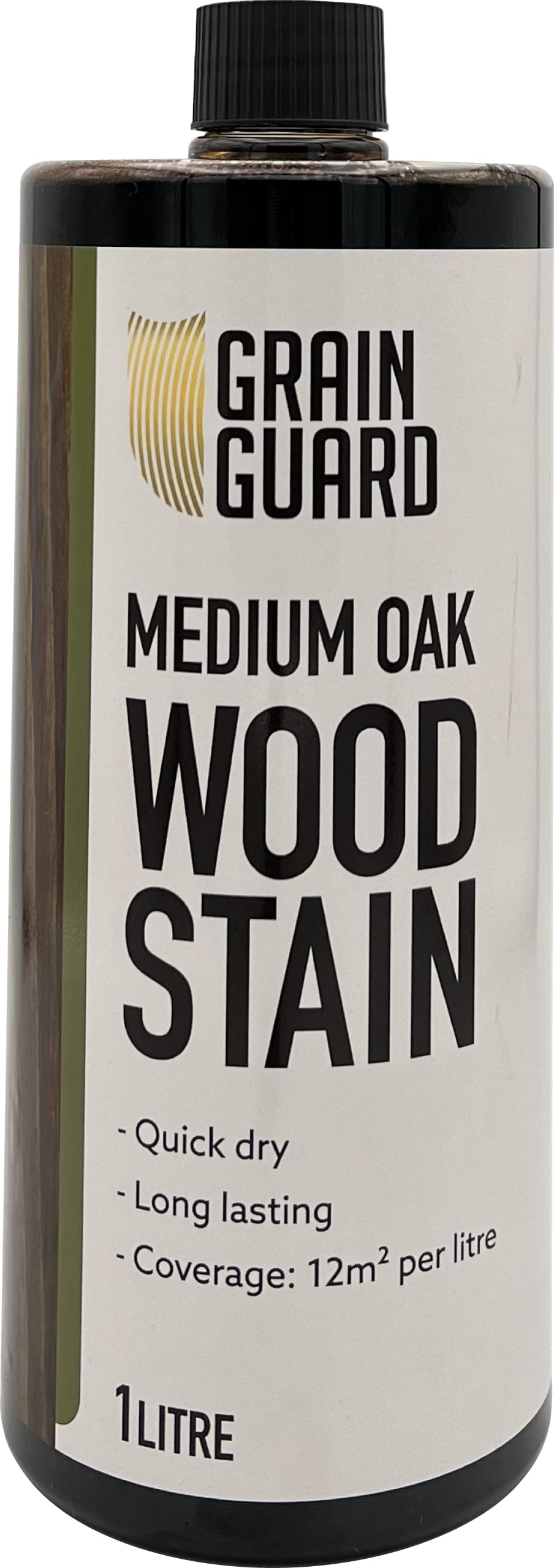 GRAIN GUARD Wood Stain Water Based | Medium Oak | 1L | Interior Furniture Stain | Light & Dark Stains | Eco-Friendly & Non-Toxic Wood Dye | Easy Application | Quick Dry & Low Odour