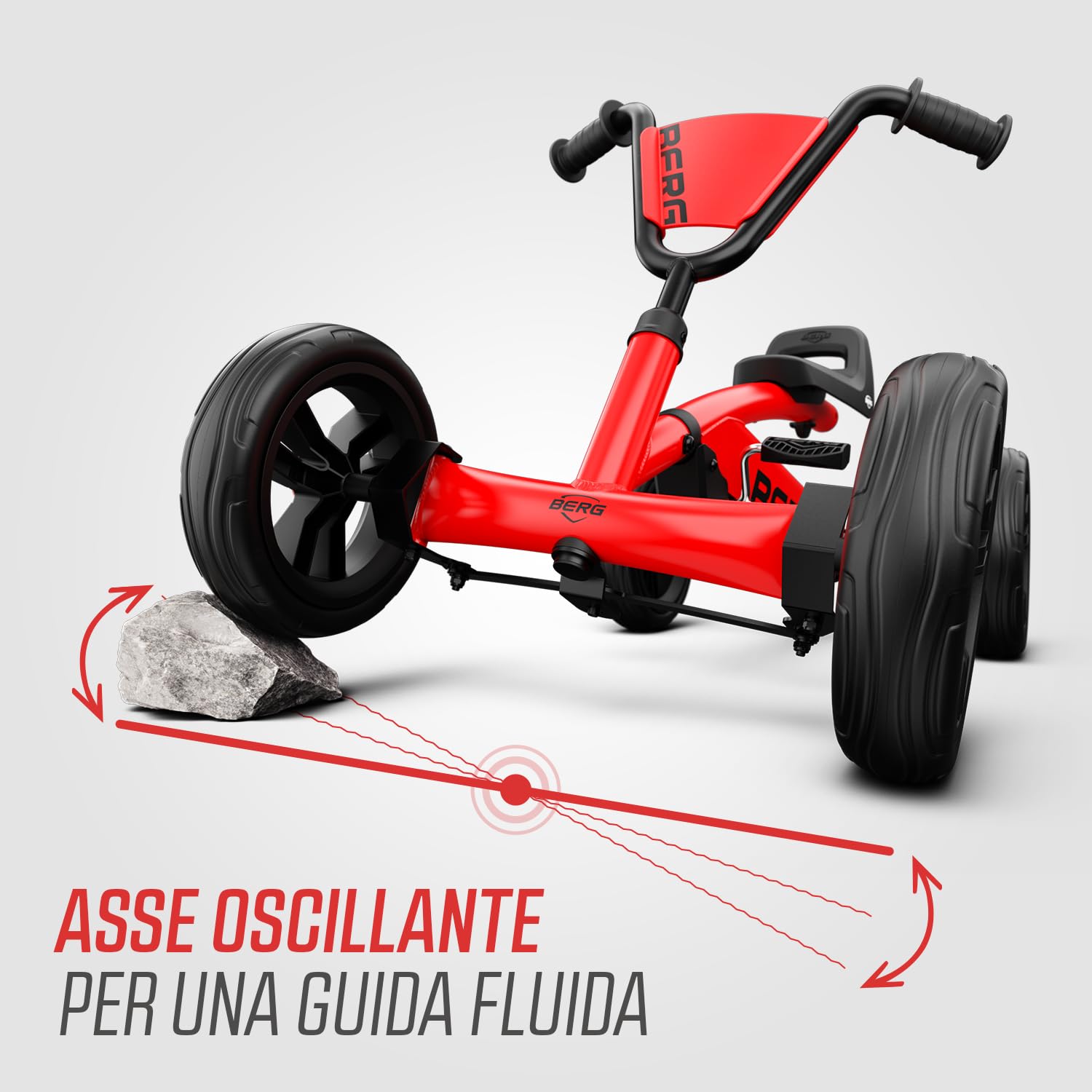 BERG Buzzy Red Pedal Gokart, veicolo per bambini, auto a pedale, giocattolo per bambini, alta sicurezza e stabilità, Kettcar dai 2 anni in su