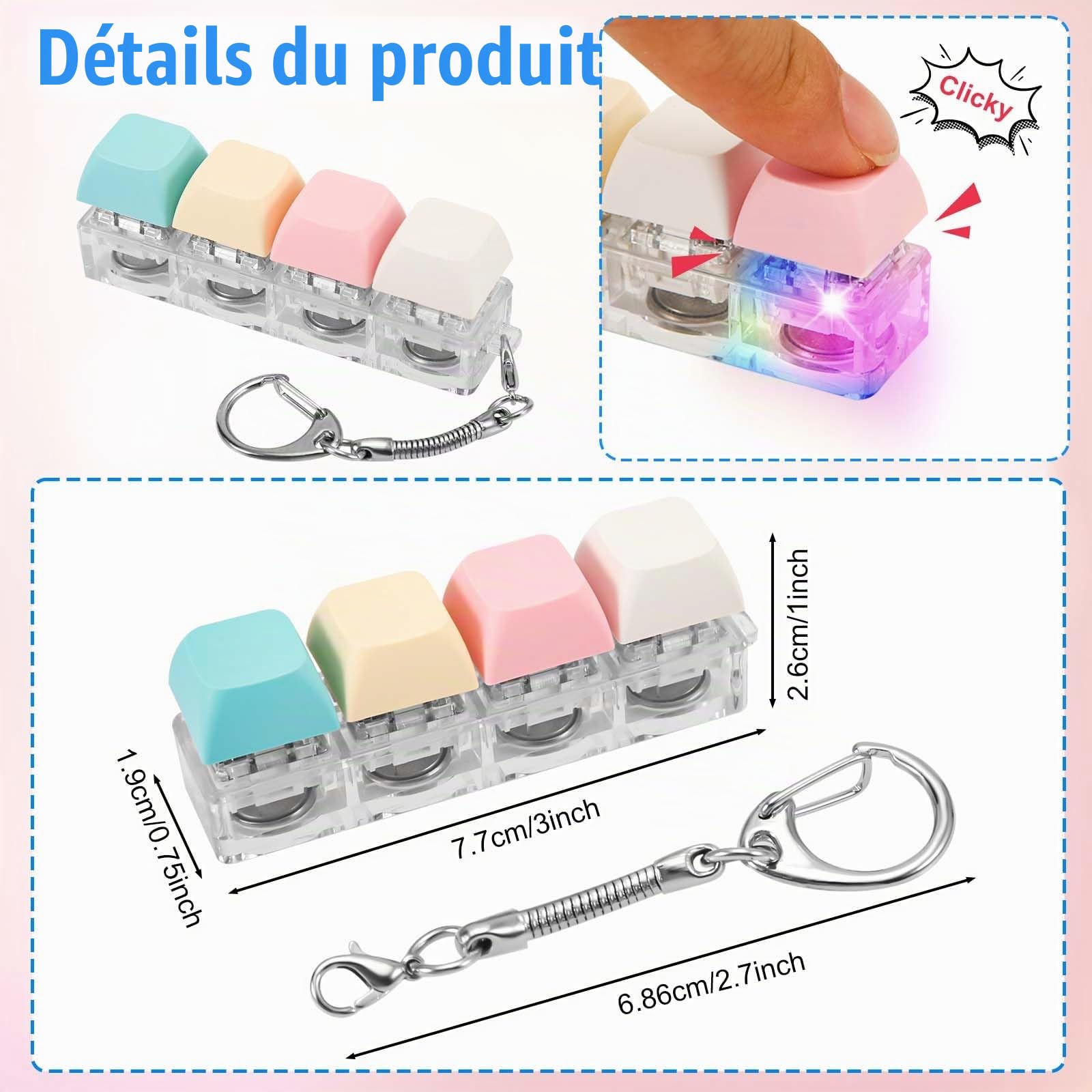 Jouet de clé de clavier anti-stress - Porte-clés abdominaux calmants à
