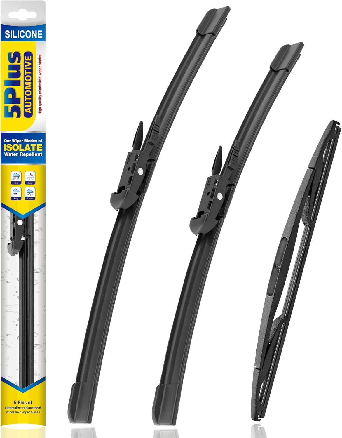 5 PLUS Silicone Wiper Blades for 2012-2017 Buick Enclave - 24"+21"+12" Set of 3, Waterproof All-Weather, Easy No-Tool Install