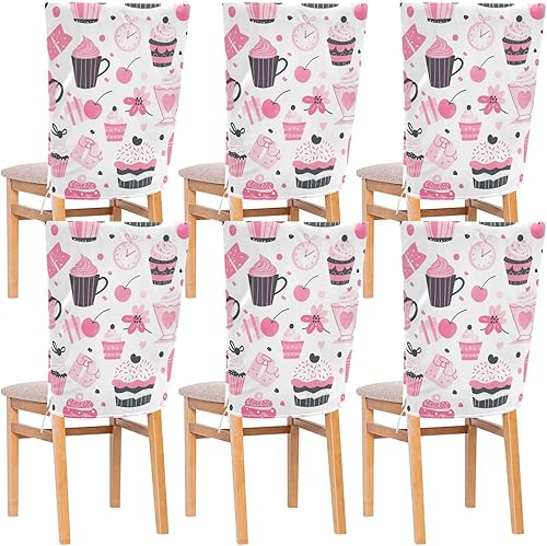 Juego de 6 fundas decorativas para sillas para decoración del hogar, antipolvo, lavables a máquina, fundas protectoras para sillas de comedor