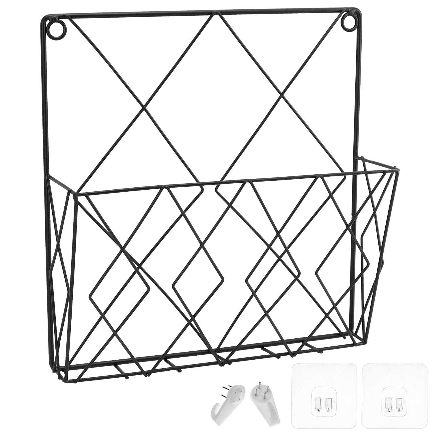 QWORK® ścienny uchwyt na gazety uchwyt na gazety 26x25 cm - metalowy stojak ścienny do biura i salonu - czarny