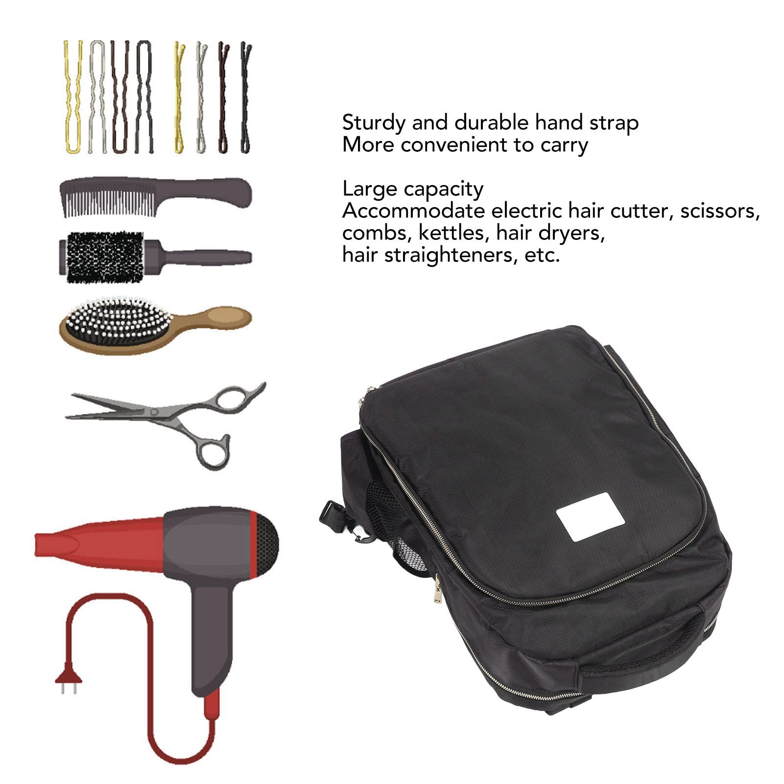 Borsa per strumenti parrucchiere, custodia viaggio portatile per acconciature, borsa barbiere in tessuto Oxford con molteplici scomparti per forbici, pettini e phon,