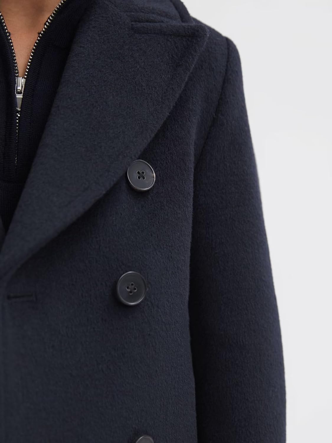 ORBITRAY 2-14 Years Wool Blended Twill Double Breasted Overcoat Thighs Length for Boys Fall Coat Winter Outfit Dinner