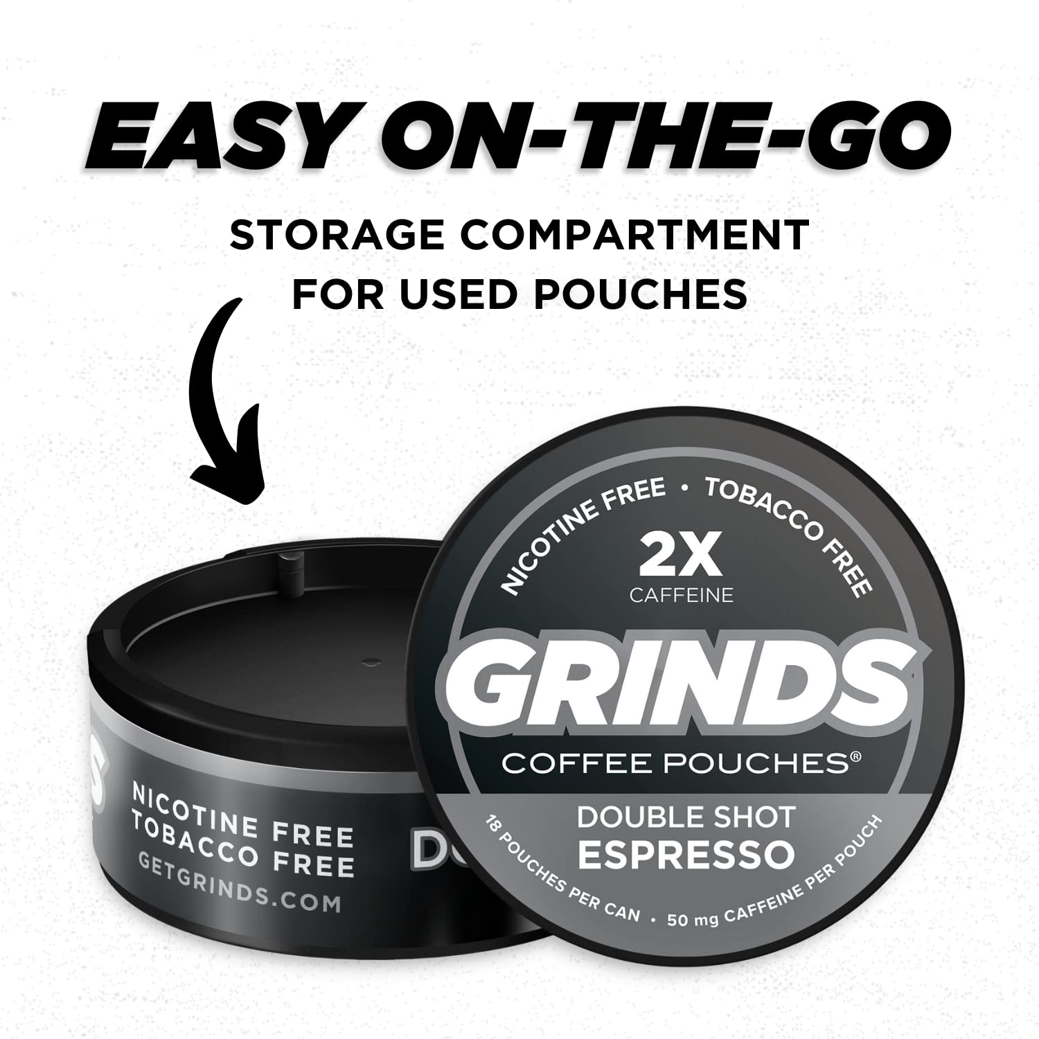 Grinds Coffee Pouches 3 Cans of Double Shot Espresso Tobacco Free