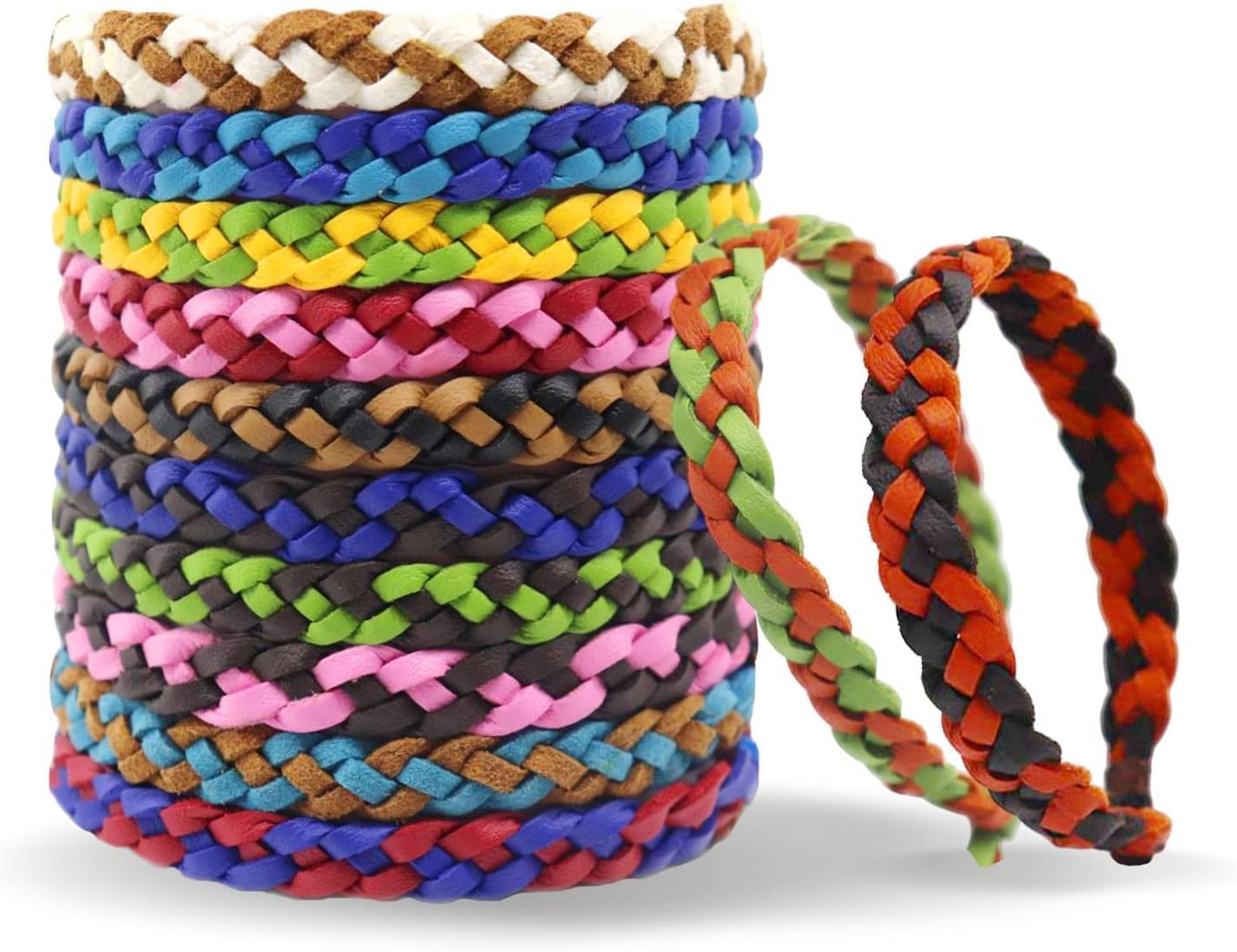 16 Pcs Mosquito Repellent Bracelet, Adjustable Braided Leather Bracelet, Deet-Free Waterproof Insect Repellent Bands Natural Mosquito Repellent Bracelets for Adults and Kids 3+, 1 Week Protection