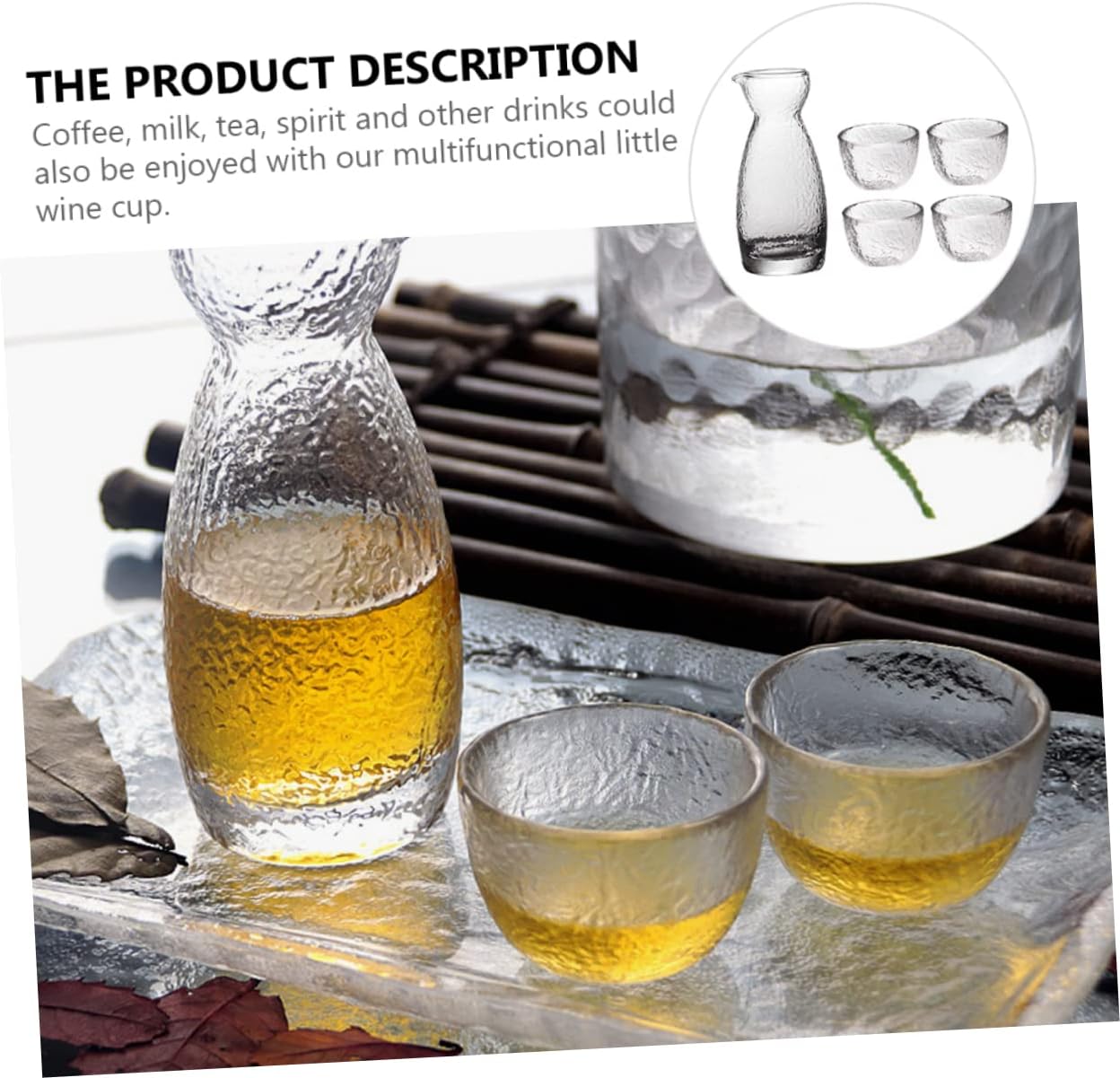 1set Japanese Style Sake Set Creative Sake Pot and Glass Cups Hammered Design for Home Decor Tea Parties Birthdays and Special Occasions