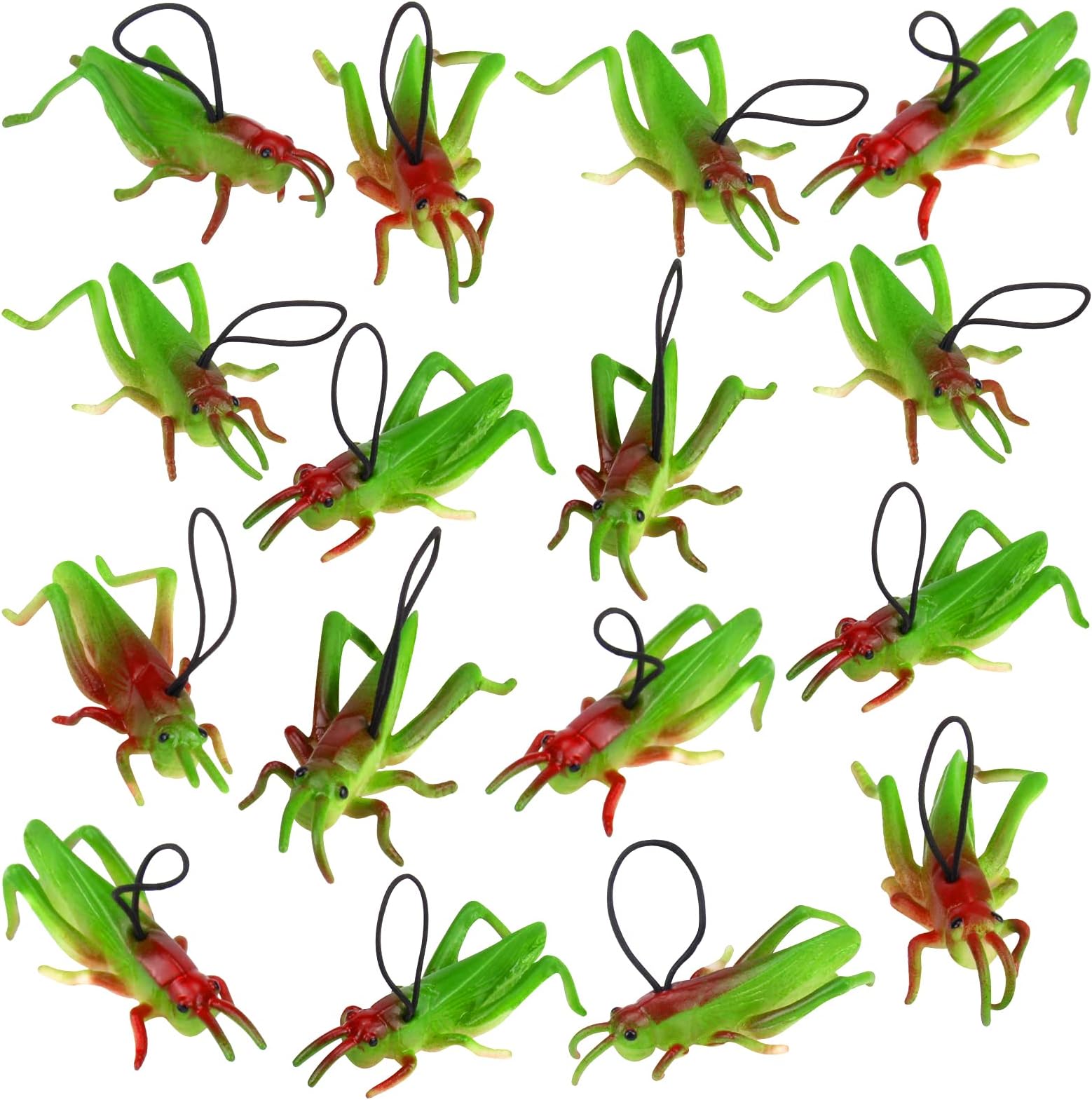16 Pcs Plastic Grasshoppers - Kids' Plastic Insect Figures, Fake Bugs, Green, Easter Party Favors, Tropical Character Toys for Insect Themed Party, Children, Boy, Girl
