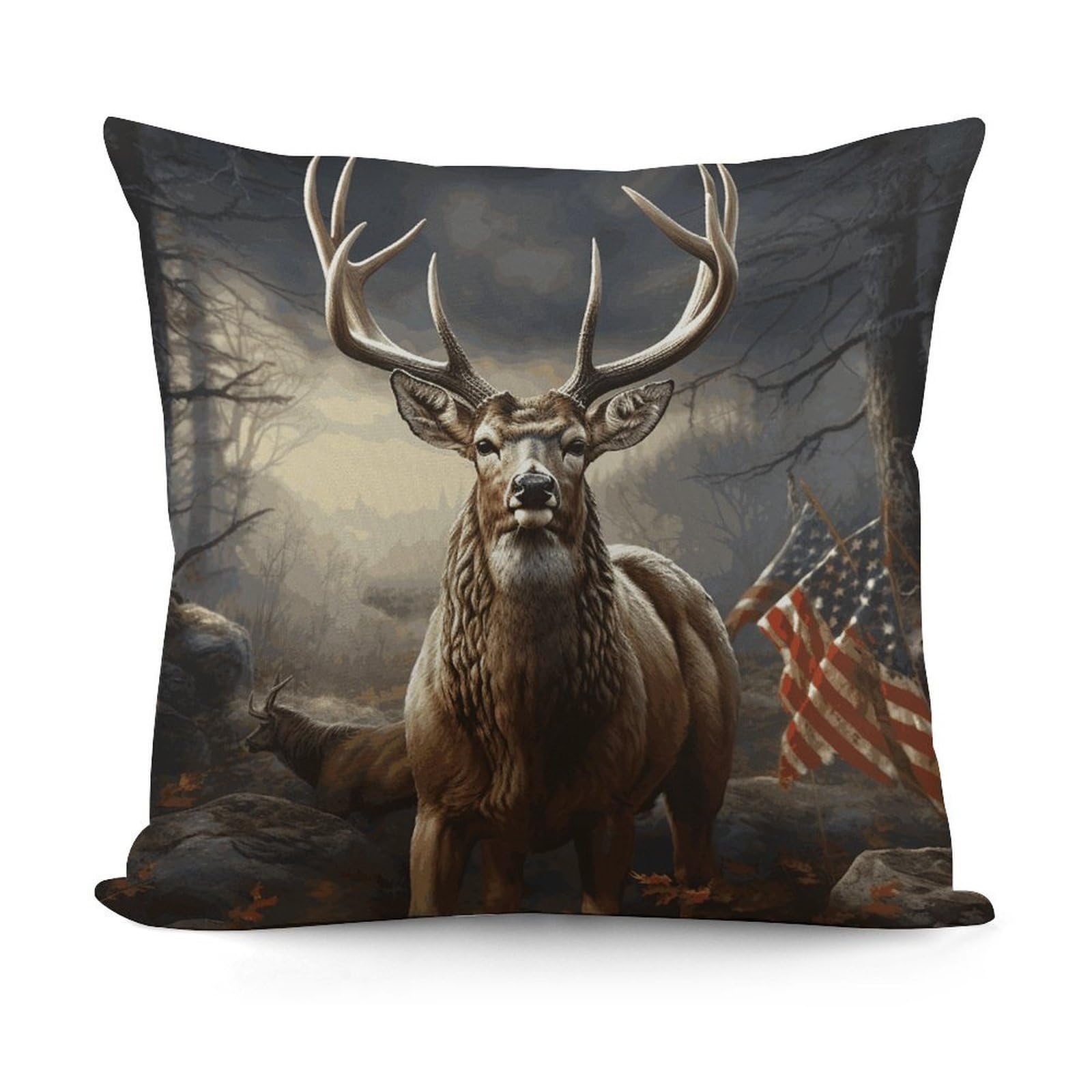 VstaDank Deer Hunting Season Pillow Covers Soft Plush Decorative Square Pillow Cover Modern Breathable Pillowcases Pillowcase with Invisible Zipper 18x18 Inches for Sofa Living Room