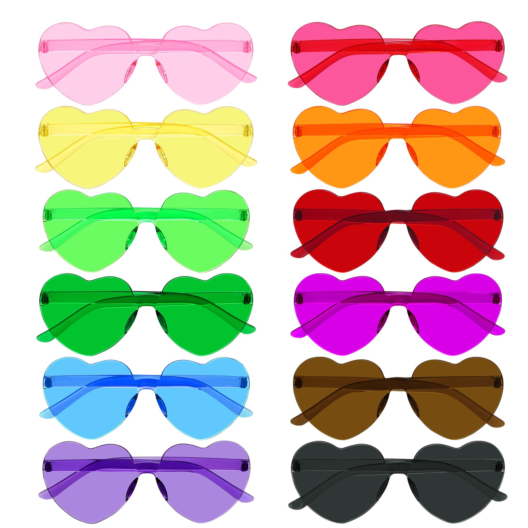 Photo 1 of Bantoye 12 Pcs Heart Shaped Sunglasses Colorful Trendy Rimless Sunglass Candy Color Party Favors for Women, Multicolor 1