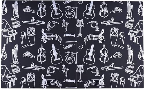 Miniatura 12 de Carpeta de archivos de música tamaño A4, carpeta de partituras de papel, documentos, temática musical, 40 bolsillos, carpeta de almacenamiento