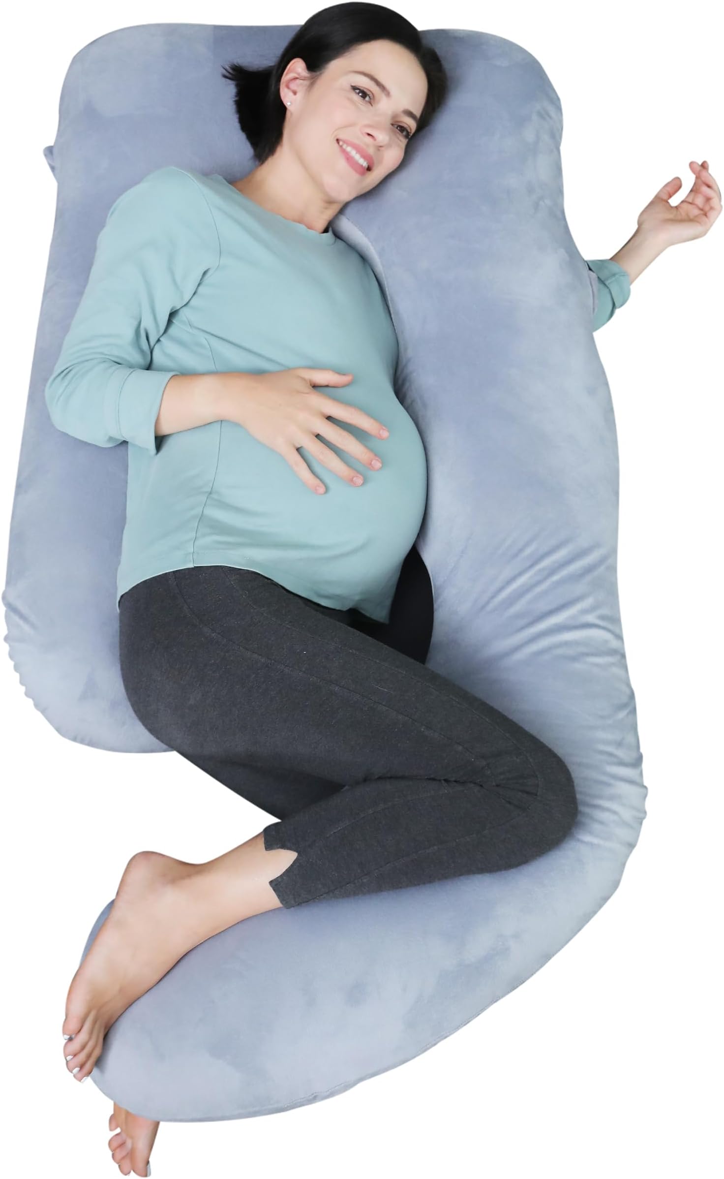 MOON PARK Pregnancy Pillows for Sleeping - U Shaped Full Body Maternity Pillow with Removable Cover - Support for Back, Legs, Belly, HIPS - Grey