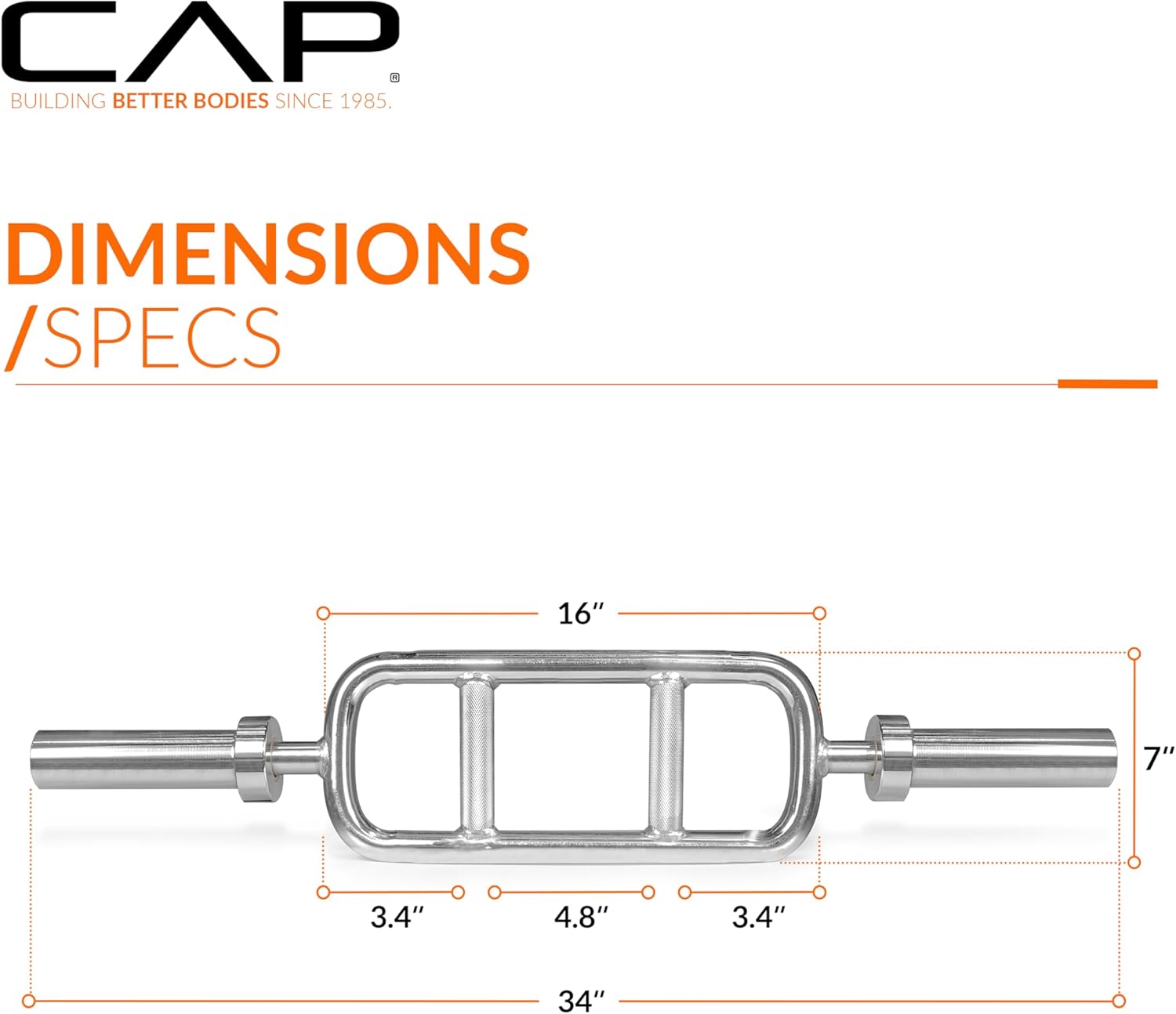 CAP Barbell 2" Solid Olympic Triceps Bar, No Collars, Chrome