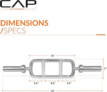 CAP 2-Inch Olympic Triceps Bar, Chrome, 200lb Capacity