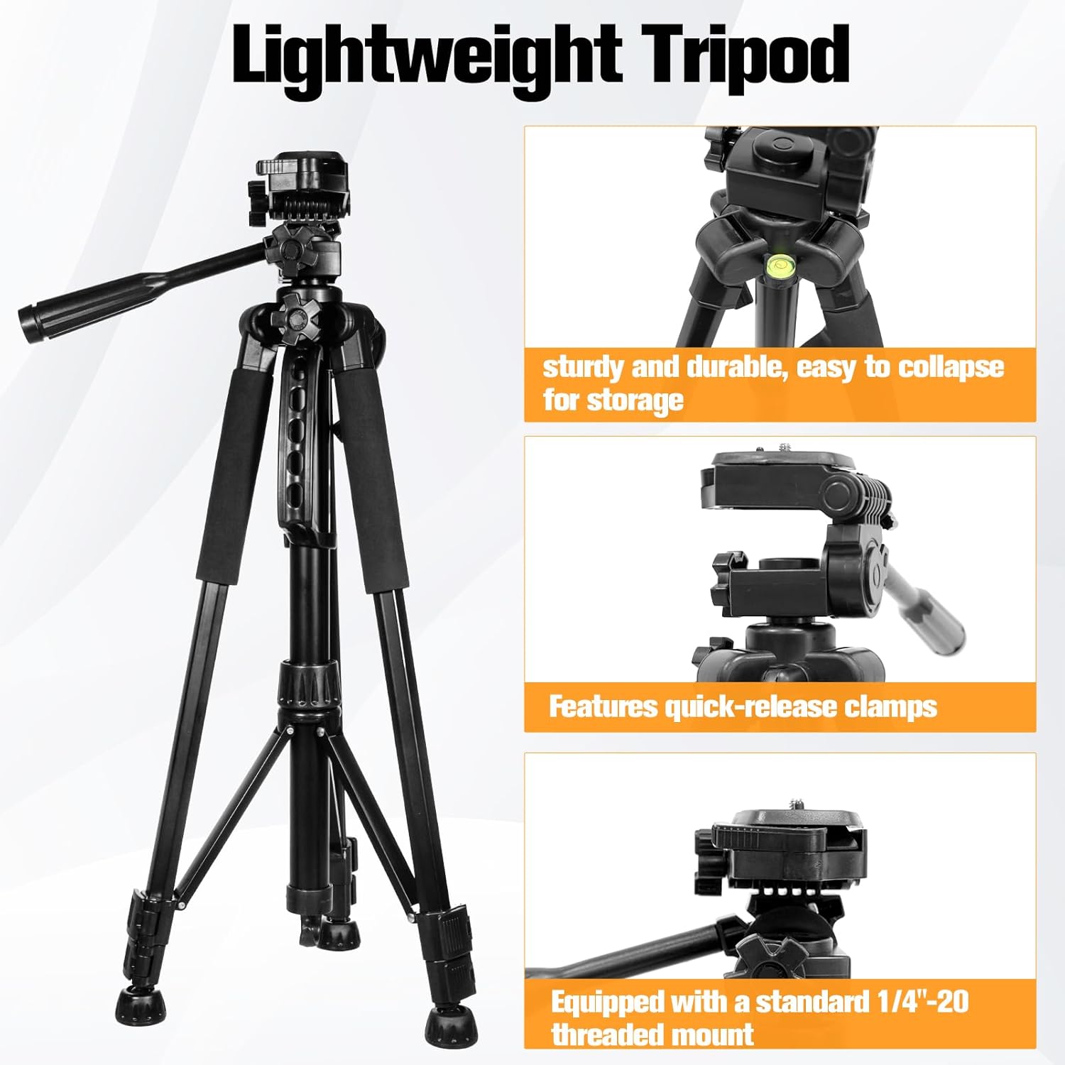 Laser Level Tripod, 22-55 Inch Height Adjustable, 2.9lb Compact Tripod with Quick Release for Laser Levels, Cameras - Portable for Photography & Construction