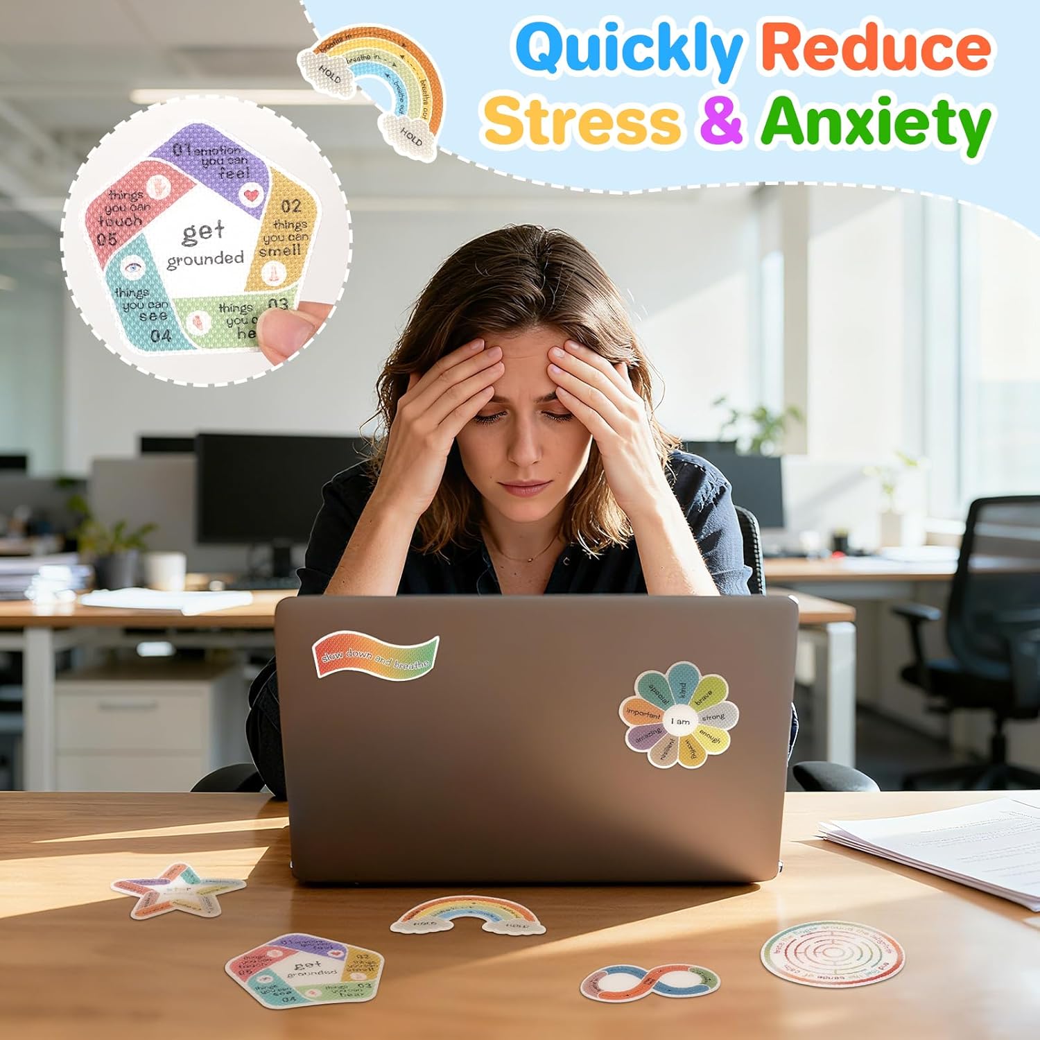 180 Pack Sensory Stickers, Textured Stickers for Daily Relaxation (15 Styles), Suitable for Office Workers in The Office or Children in The Classroom to Relieve Anxiety