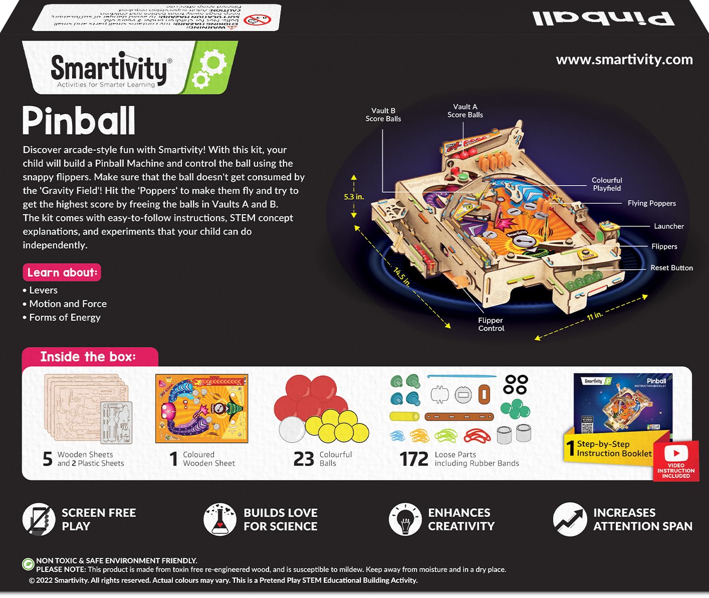 Smartivity Flipperautomat zum Selberbauen für 8- bis 99-Jährige, Geburtstagsgeschenkideen für Kinder und Erwachsene, Mint-Spielzeug für Jungen und Mädchen, lustiges Familien- und Partyspiel