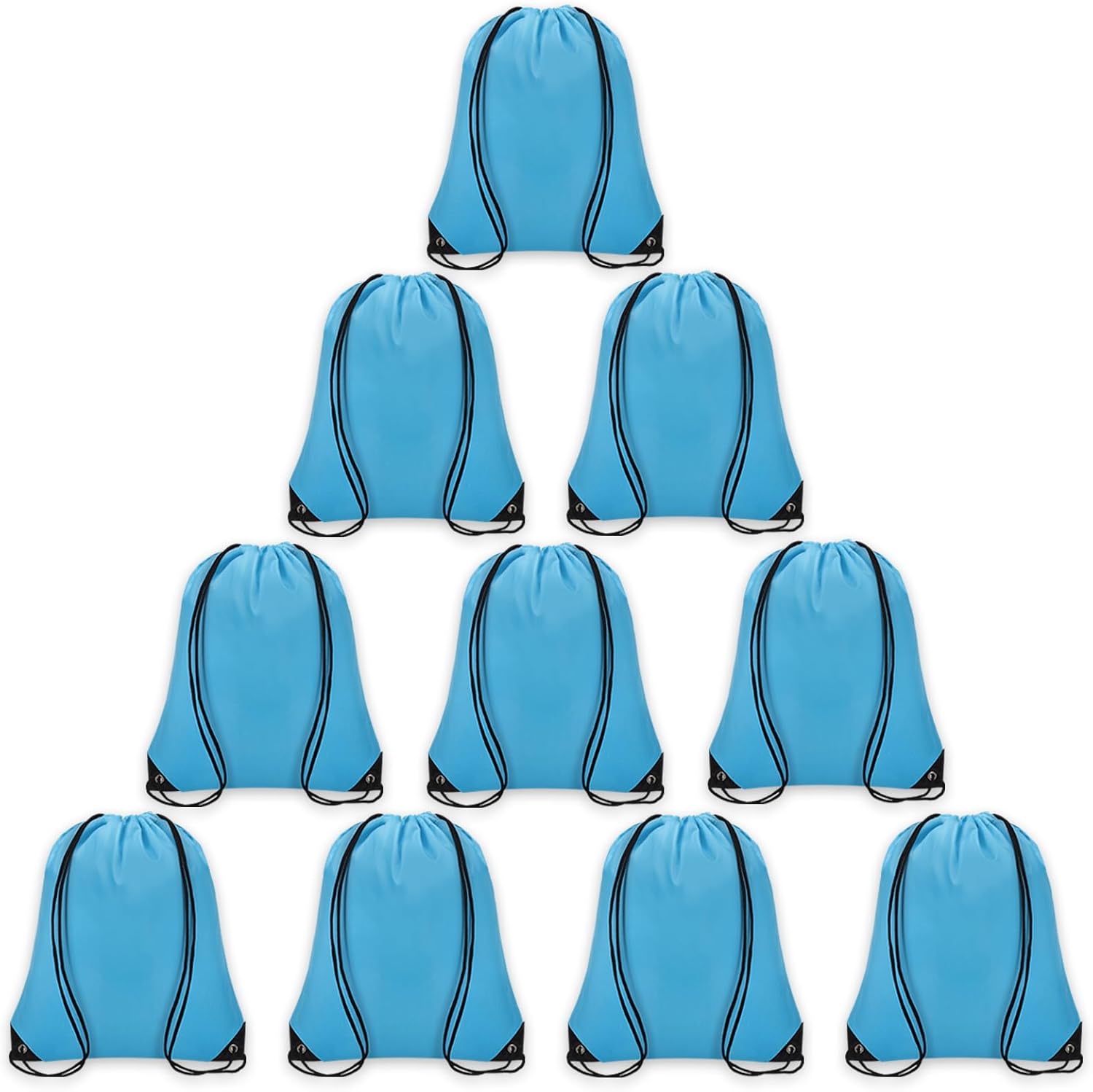 10Pcs Drawstring Backpack Bulk Cinch Bag, Drawstring Bags Polyester for Gym Sports Beach Party Trip (Sky Blue)