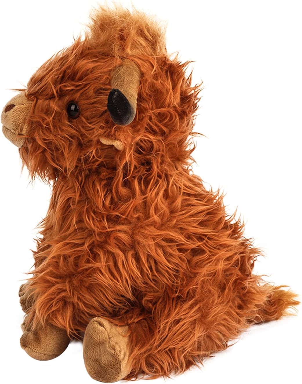 rivoeis 10.5 inches Highland Cows Stuffed Animals, Cute Fluffy Cow Plush Figure Toys Realistic Highland Cattle Plush Decor for Kids Baby Girls Boys