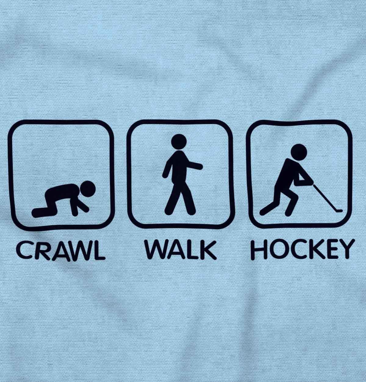 Brisco Brands Crawl Walk Hockey Street Sign Humor Baby Romper Boys or Girls