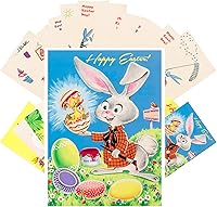 Vista 6 de PIXILUV Postales vintage (24 piezas de 4 x 6 pulgadas cada una) Flores de primavera de Pascua y encantadores niños tarjetas de notas vintage retro