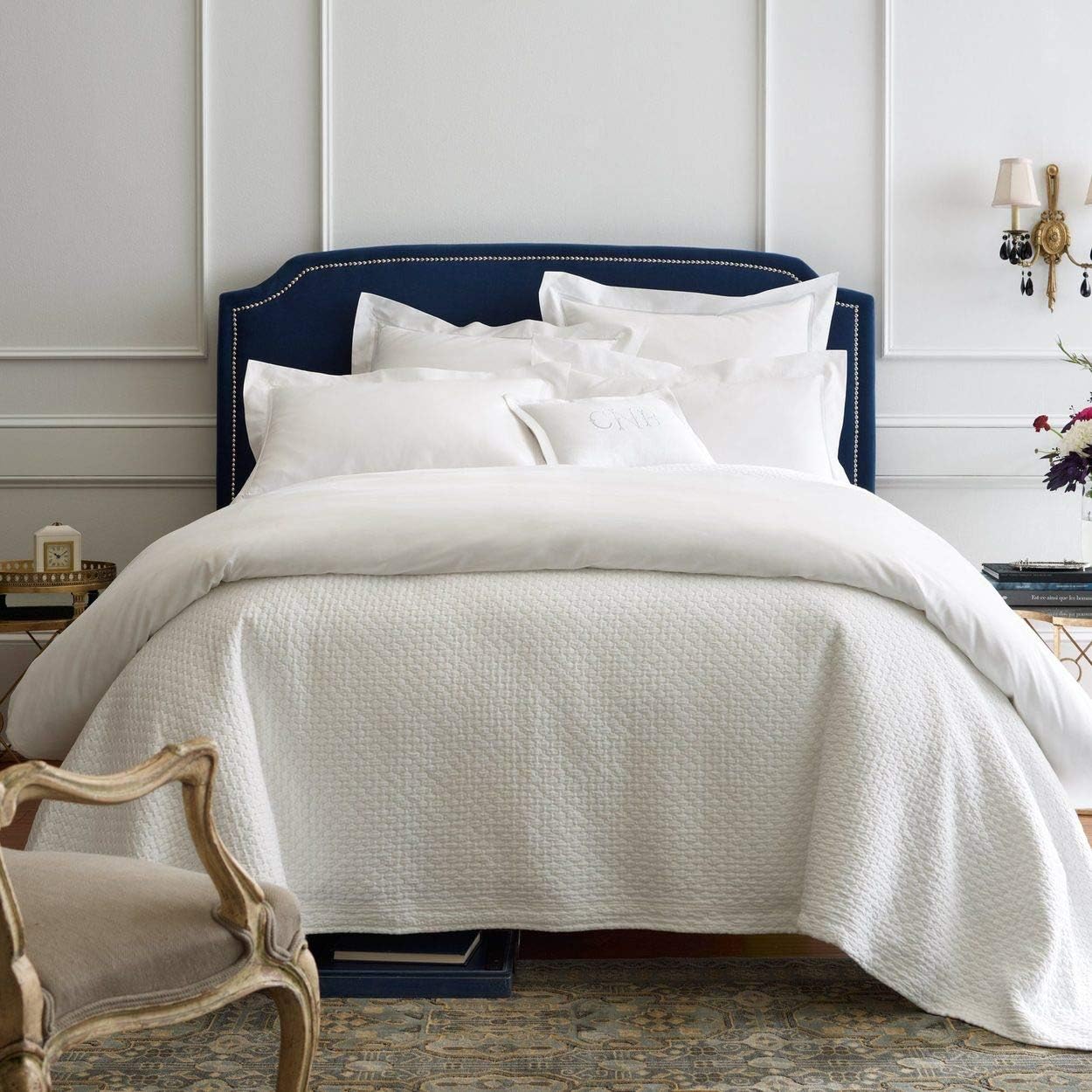 Peacock Alley Juliet Matelasse Coverlets - 100% Cotton Lightweight, Beautiful, Textured Basket Weave Pattern - King/Cali King (White)