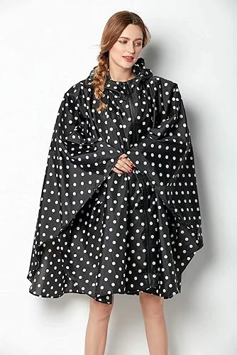 Miniatura 3 de NUUR Poncho de lluvia para mujeres y adultos, unisex, con capucha, con cremallera, impermeable, reutilizable, para senderismo, con bolsillos