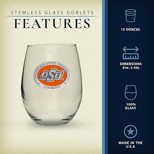 Miniatura 9 de Copas de vidrio sin tallo de Colorado, juego de 2, copas de vino de copa de 15 onzas, vidrio de peltre elaborado por expertos